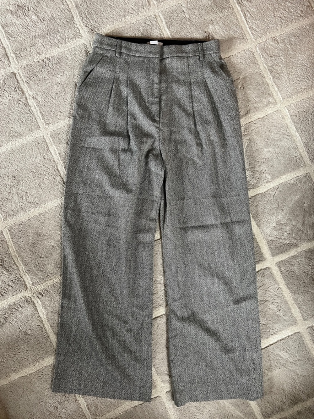 H&M Gray Houndstooth Wide-Leg Women's Dress Pants